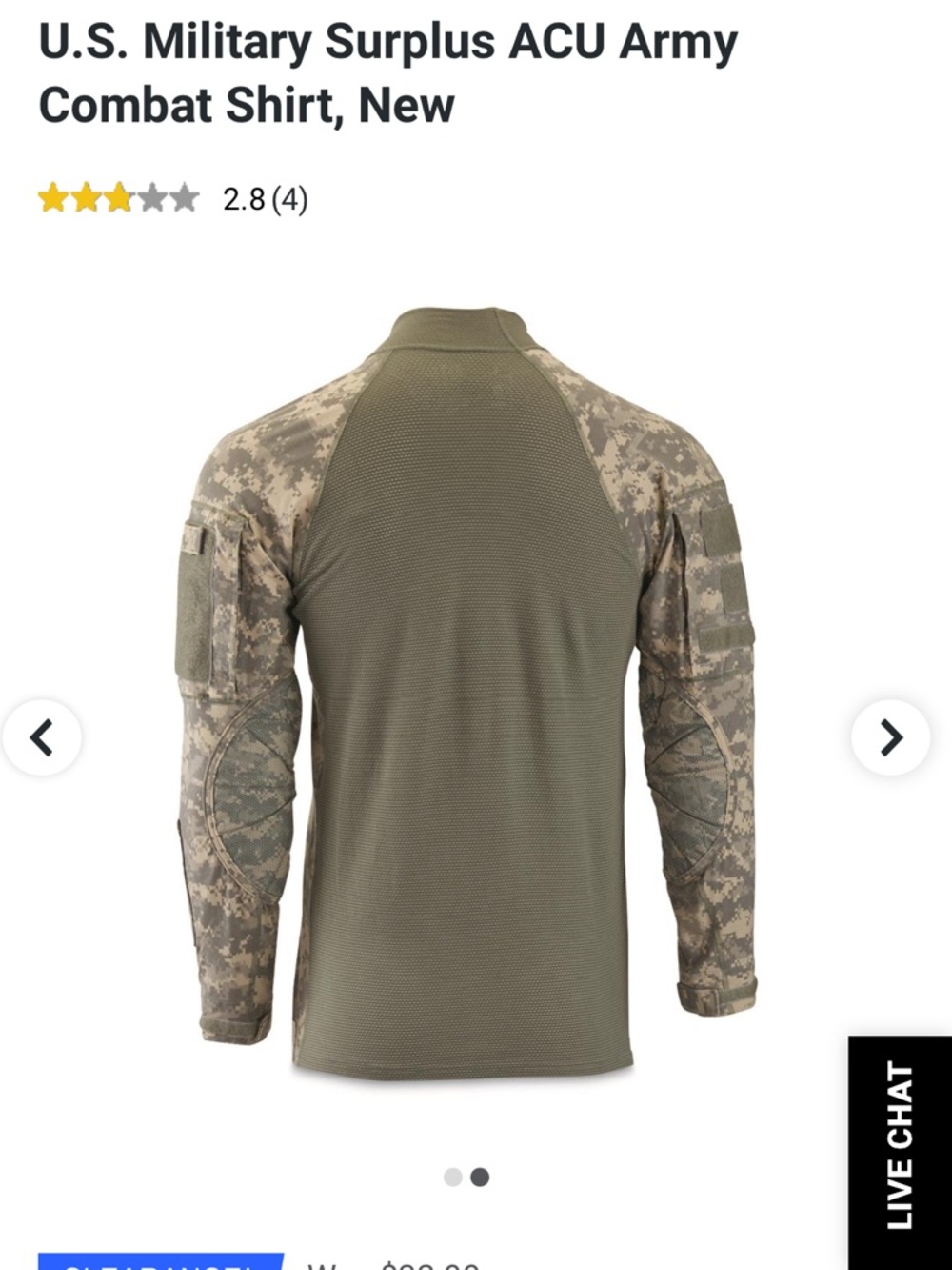 U.S. Military Surplus ACU Army Combat Shirt, SZ XL EUC